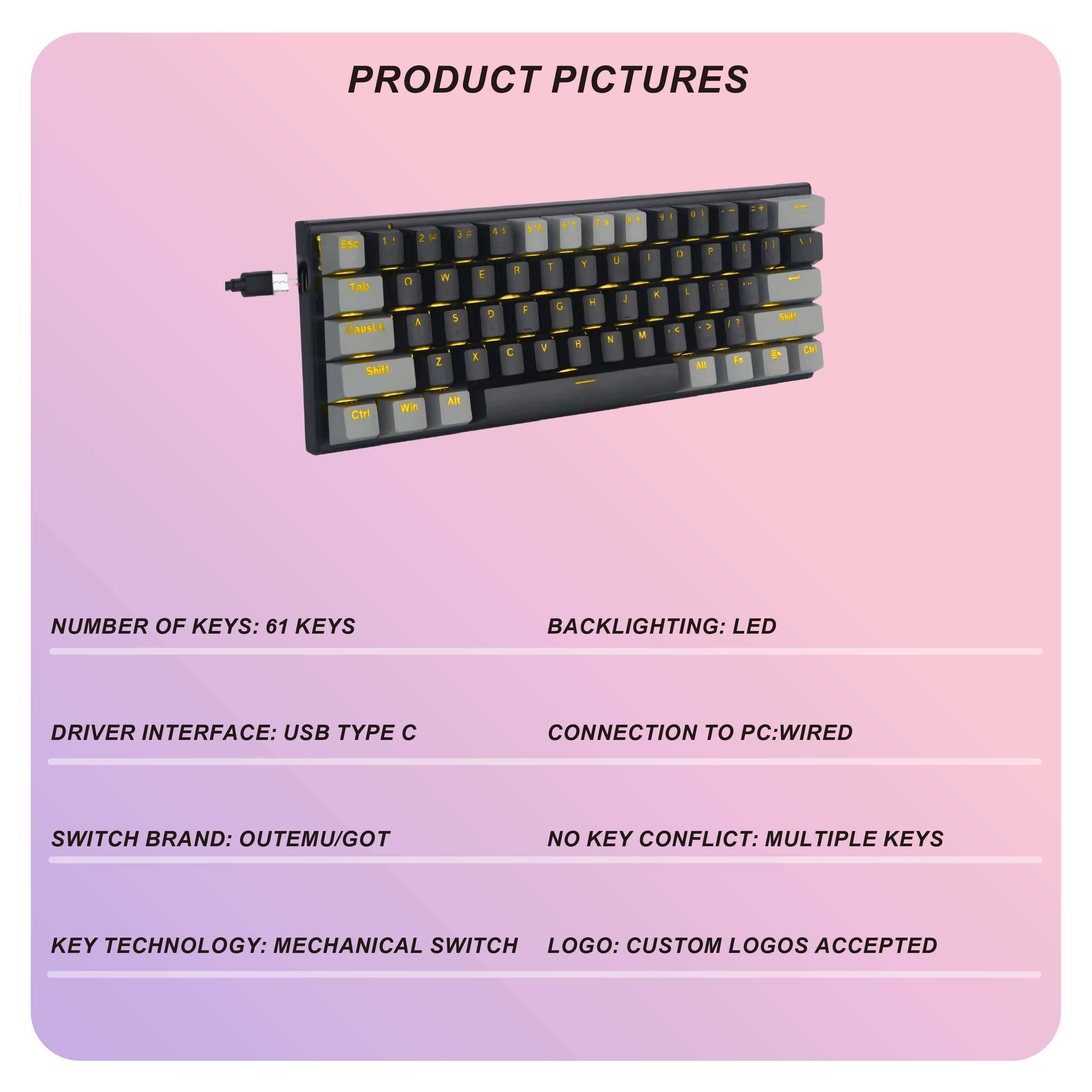 61-Key RGB Mechanical Gaming Keyboard 2